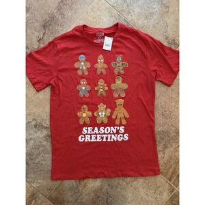 Men's Marvel Christmas Super Hero Red T-Shirt Seasons Greetings Size Medium NWT